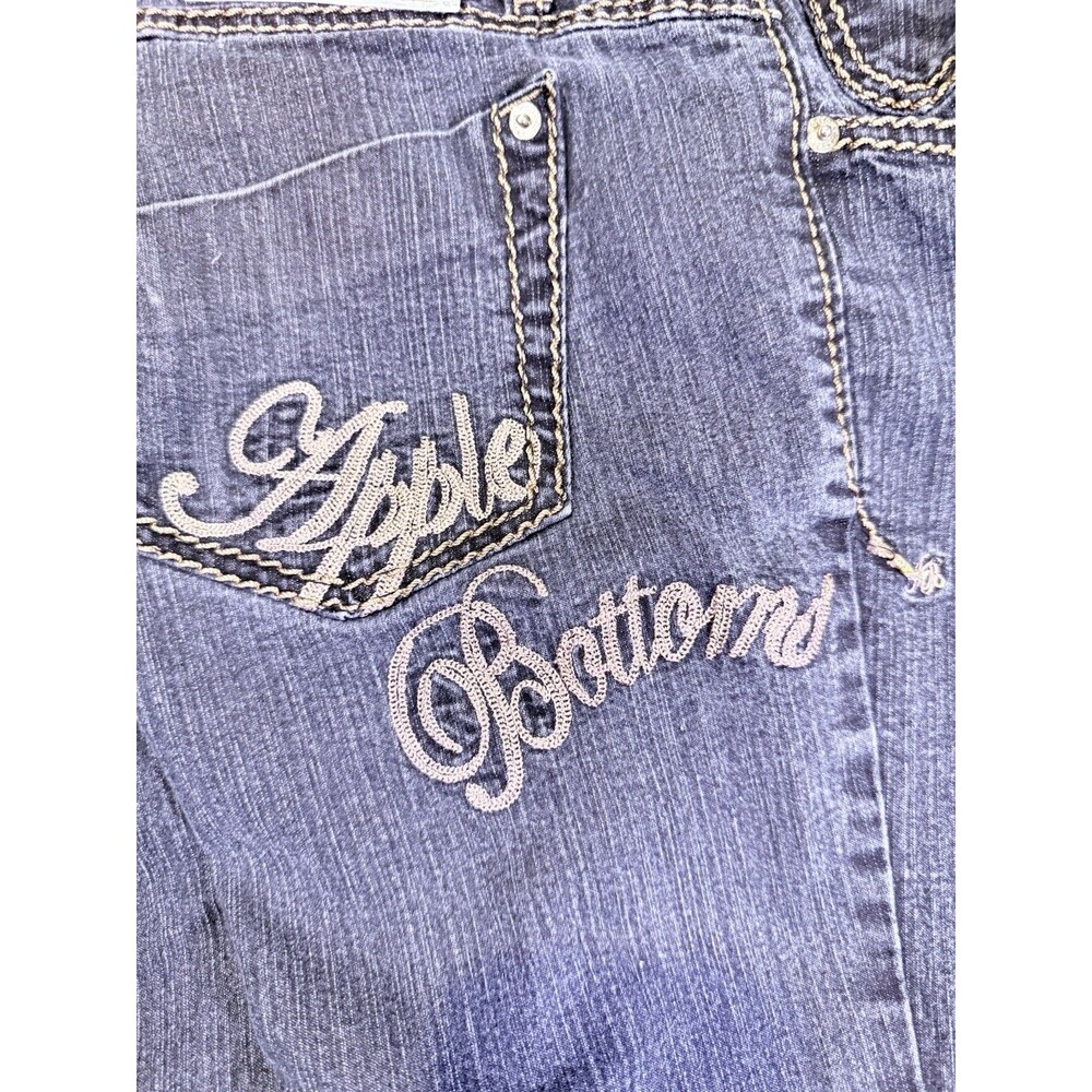 Apple Bottoms Jeans Women 10 Bootcut Dark Wash Y2K Embroidered Logo Low Rise - Picture 10 of 11